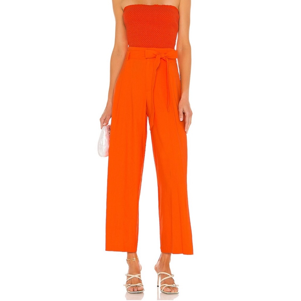 Alice and Olivia Orange Linen Pants